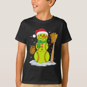 Camiseta Natal Snowman Softball Pitcher Rapazes Crianças