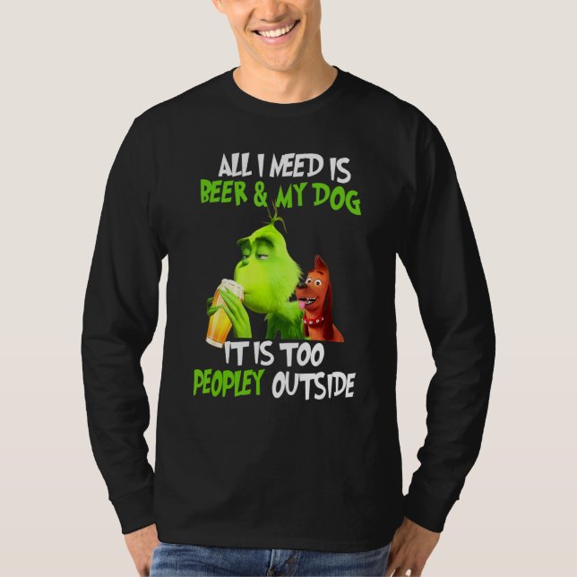 Camiseta Natal Só Preciso De Cerveja E Meu Cachorro! (Frente)