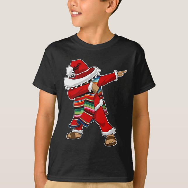 Camiseta Natal Sombrero Dabbing mexicano Serape Poncho S (Frente)