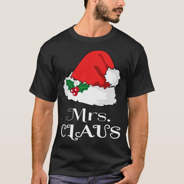Camiseta Natal Sra. Claus Matching Pajama Santa Hat X-m (Frente)