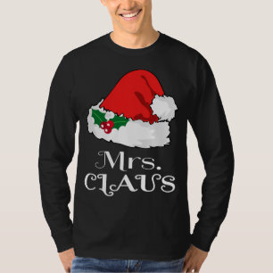 Camiseta Natal Sra. Claus Matching Pajama Santa Hat X-m