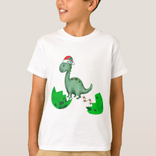 Camiseta Natal T-Rex Dinossauros Crianças de Natal