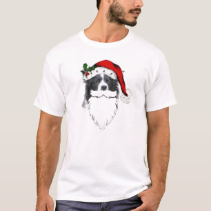 Camiseta Natal Tee~ Papai Noel de border collie