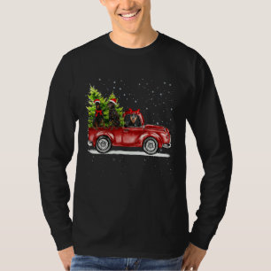 Camiseta Natal Three Doberman Dogs Ride Red Truck Costu