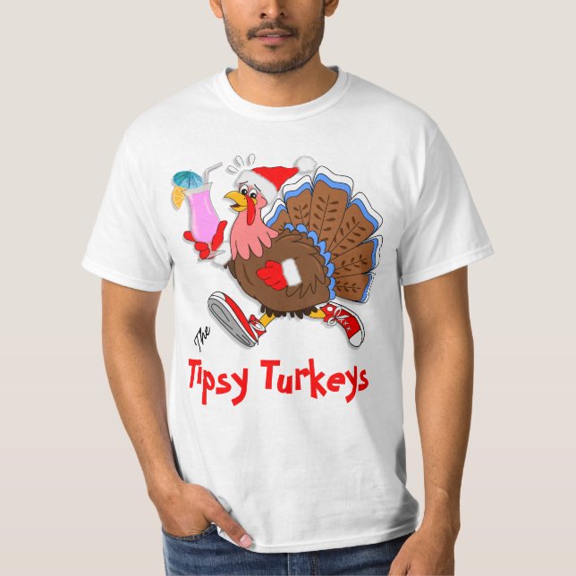 Camiseta Natal Tipsy Turkey (Cocktail) - LS Sport-Tek (Frente)