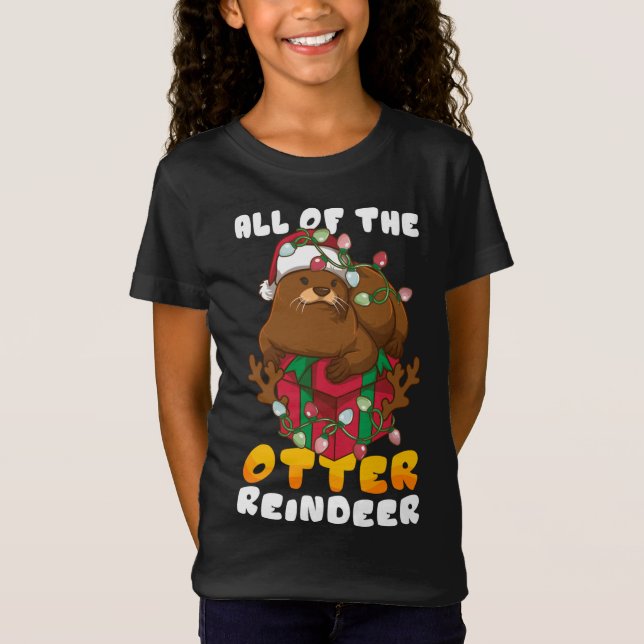 Camiseta Natal todo o Natal da lontra Reindeer (Frente)