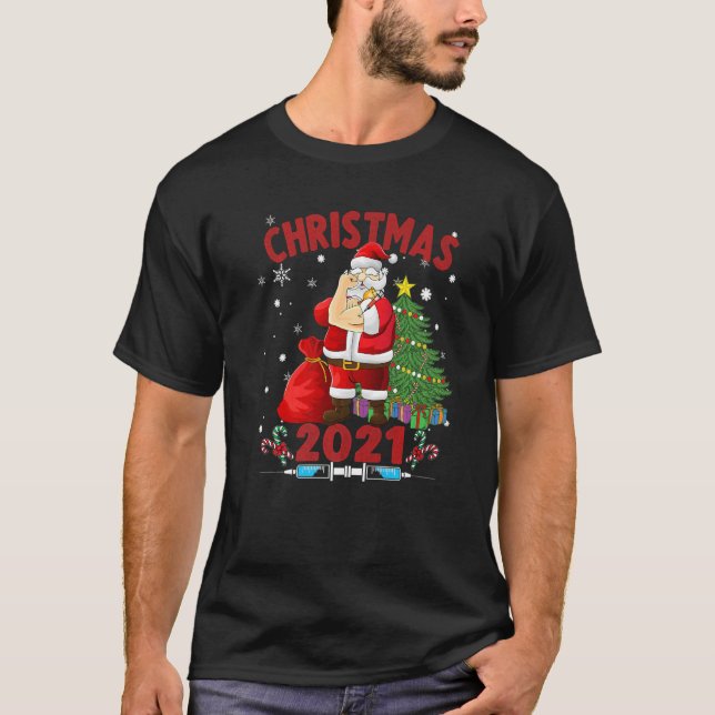 Camiseta Natal Totalmente Vacinado para papais noeis (Frente)