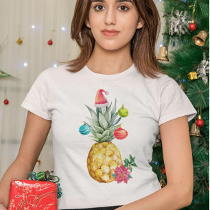 Camiseta Natal Tropical Colorido de Abacaxi