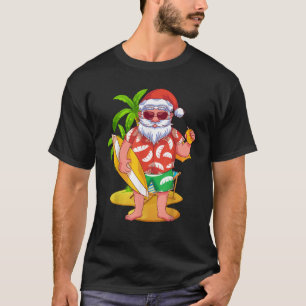 Camiseta Natal Tropical de Verão do Havaí Santa Claus