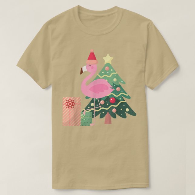 Camiseta Natal Tropical de Verão do Verão Tropical de Flami (Frente do Design)