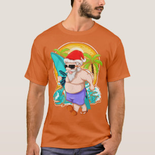 Camiseta Natal Tropical do Havaí Santa Claus Surfer Christm