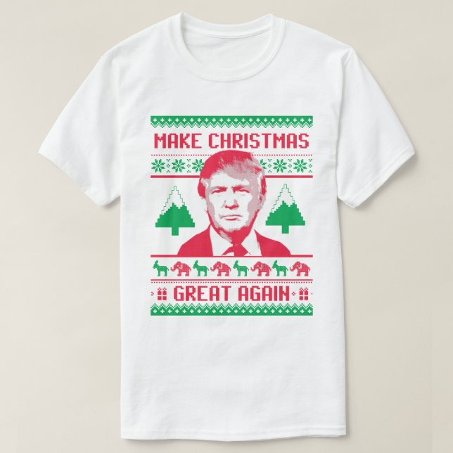 Camiseta Natal Trump - Faça Excelente de Natal novamente (Frente do Design)