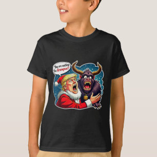 Camiseta Natal Trump Papai Noel Eles Estão Comendo O Kr