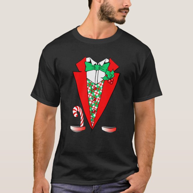 Camiseta Natal Tuxedo Candy Candi Família Pijamas Xmas Ho (Frente)