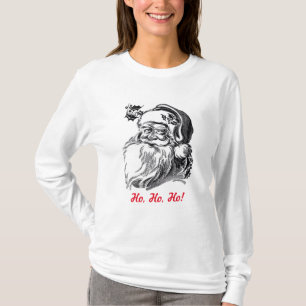 Camiseta Natal vermelho branco preto de Papai Noel do