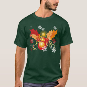 Camiseta Natal vermelho e Dourado das bagas do Xmas