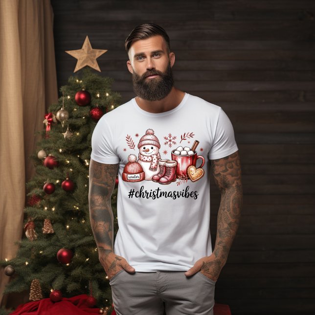 Camiseta natal vibe cacau quente e diversão na neve (Criador carregado)