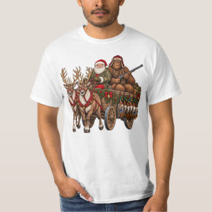 Camiseta Natal Vintage Caça Papai Noel Pé Grande Pato