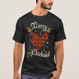 Camiseta Natal Vintage Galinha Xadrez Búfalo Alegre Chic