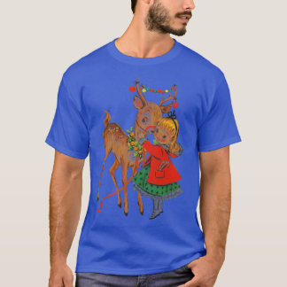 Camiseta Natal vintage Girl and Reindeer