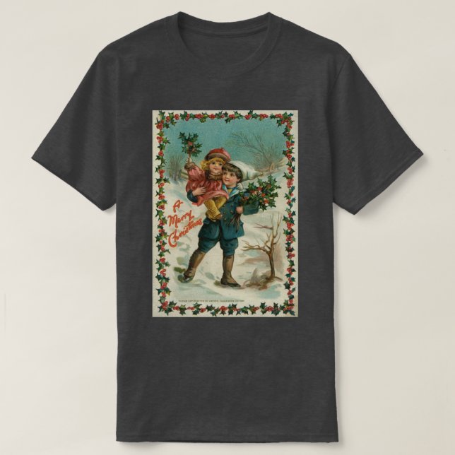 Camiseta Natal vintage Menino e Rapariga (Frente do Design)