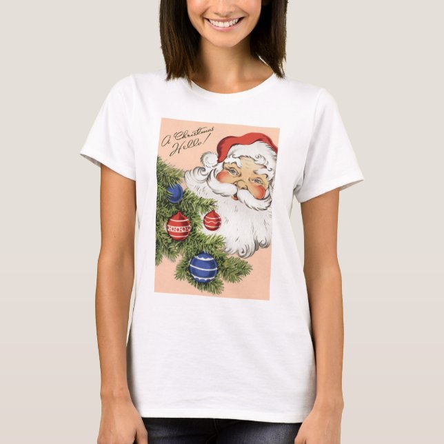Camiseta Natal Vintage Olá! Alegre Papai Noel (Frente)