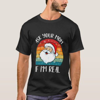 Camiseta Natal Vintage Retro Papai Noel Pergunte à sua mãe
