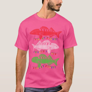 Camiseta Natal Walleye Pescar Férias das Festas de Natal