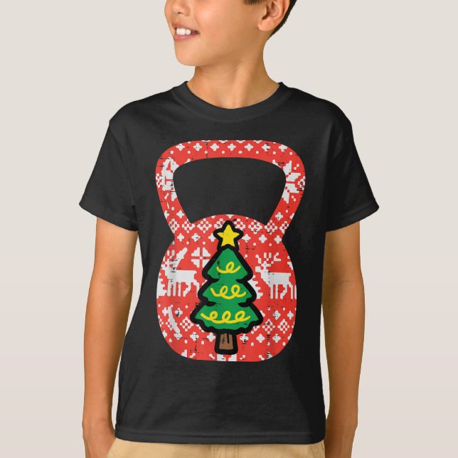Camiseta Natal Workout Kettlebell Xmas Gym Exercício Wom (Frente)