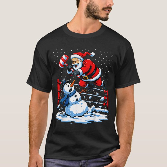 Camiseta Natal Xmas Neve Luzes Luta Engraçado Luta C (Frente)