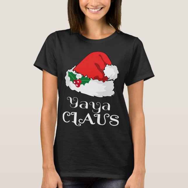 Camiseta Natal Yaya Claus Matching Pajama Santa Hat X-m (Frente)