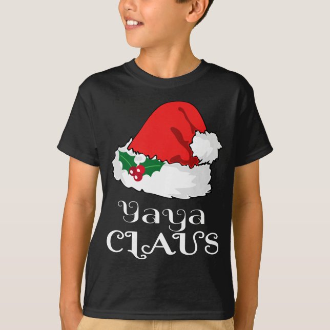 Camiseta Natal Yaya Claus Matching Pajama Santa Hat X-m (Frente)