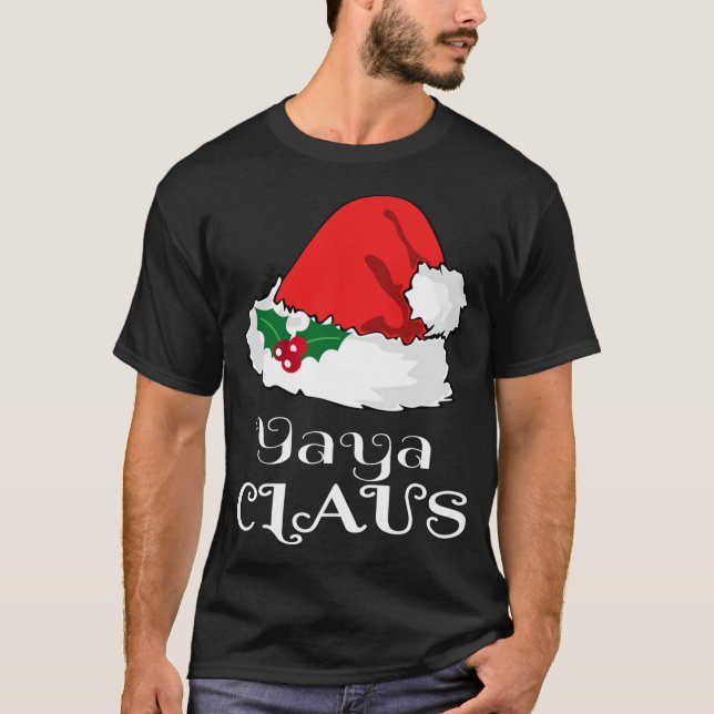 Camiseta Natal Yaya Claus Matching Pajama Santa Hat X-m (Frente)