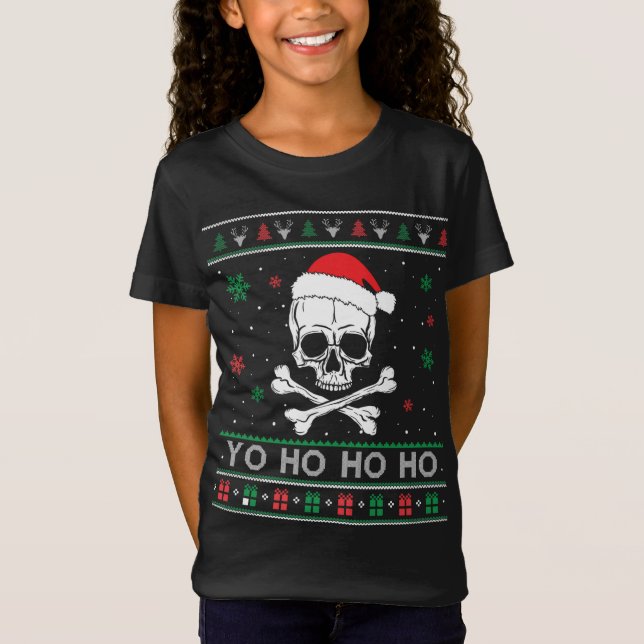 Camiseta Natal Yo ho ho ho UGLY Pirata Pijamas Famil Engraç (Frente)