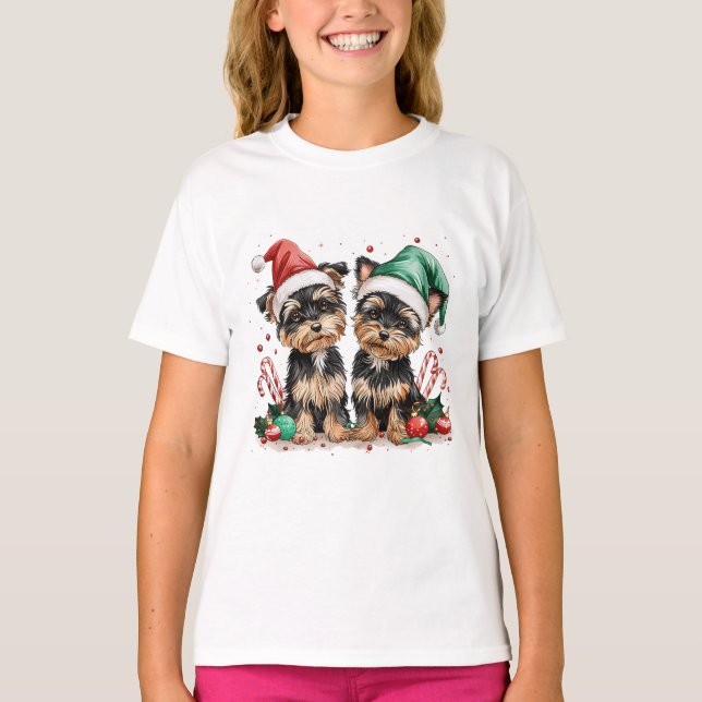 Camiseta Natal Yorkshire Terrier Dogs (Frente)