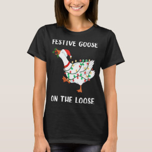 Camiseta Natalina Divertida Gansa Festiva à Solta Natal