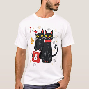 Camiseta Natalina dos Gatos Retro Anos 50 60