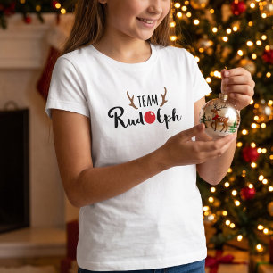 Camiseta Natalina Familiar de Meninas Time Rudolph