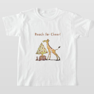 Camiseta Natalina Girafa Fofa – Arte Desenhada à Mão
