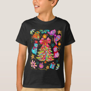 Camiseta Natalino Préppy Coquette Laço Renda Alegre Natal