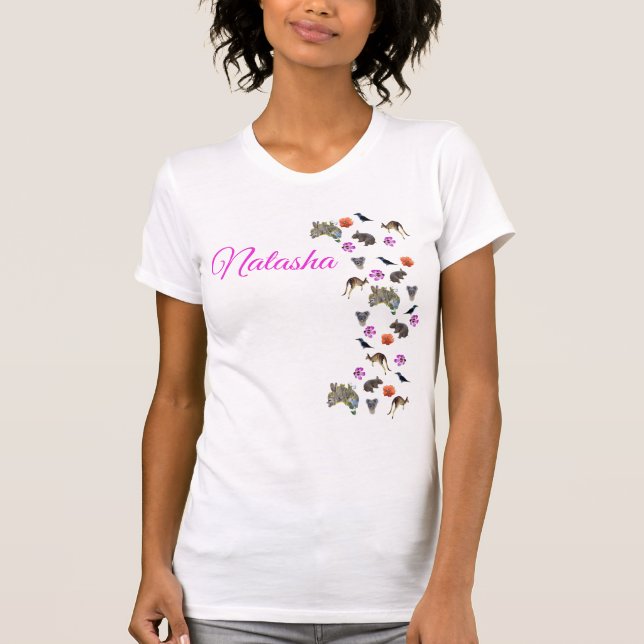 Camiseta Natasha, Logotipo Com Vida Selvagem Australiana, (Frente)