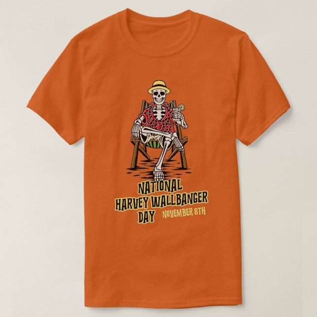 Camiseta National Harvey Wallbanger Day Bebendo Beach Ske (Frente do Design)
