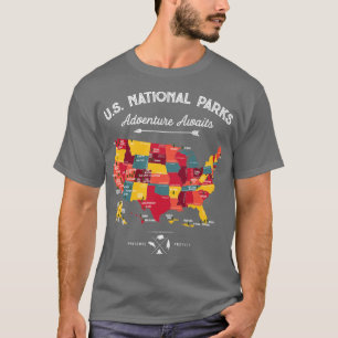 Camiseta National Park Map Vintage Todos Os 59 Parks Nacion