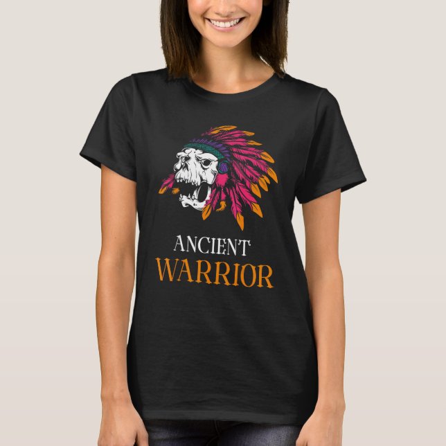 Camiseta Native American Day warrior cheif indian skull hea (Frente)