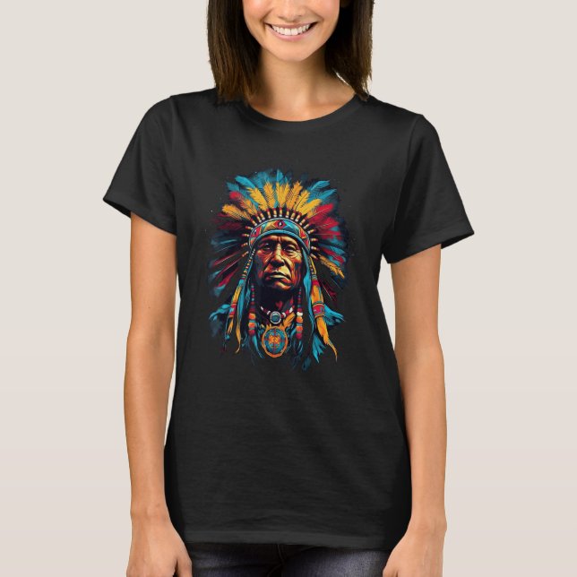 Camiseta Native American Indian Headdress Traditional Art M (Frente)