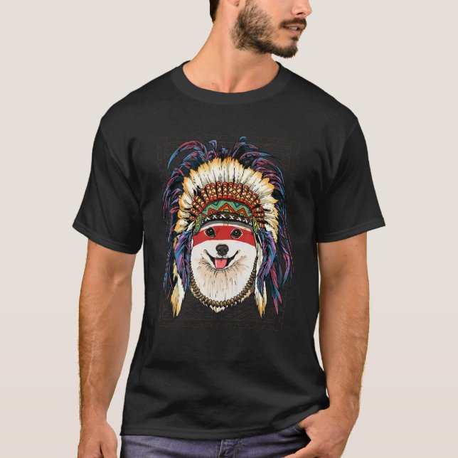 Camiseta Native American Indian Pomeranian Dog Indigenous P (Frente)