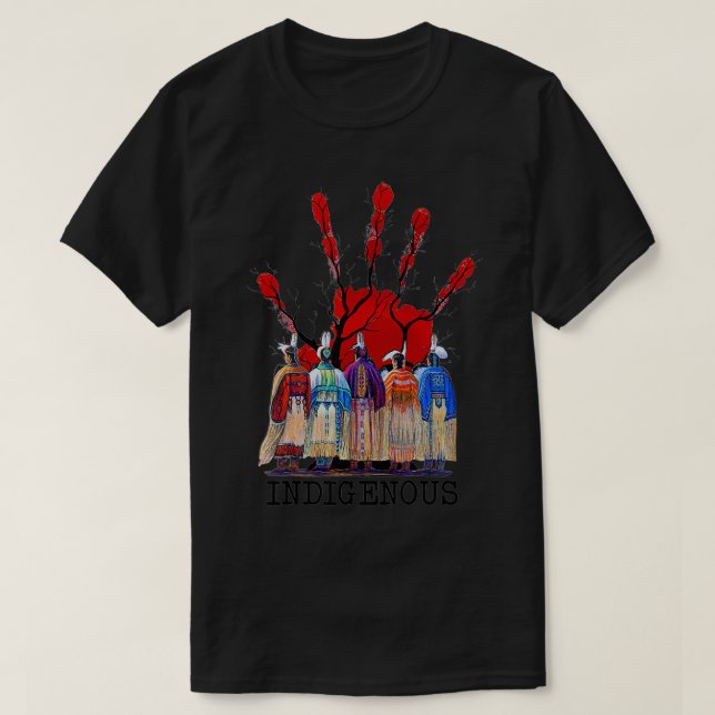 Camiseta Native American Indigenous Red Hand Women Gifts  (Frente do Design)