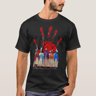 Camiseta Native American Indigenous Red Hand Women Gifts