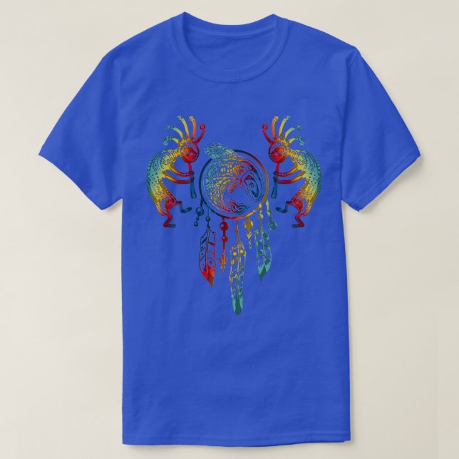 Camiseta Native American Kokopelli Whale Dreamcatcher (Frente do Design)