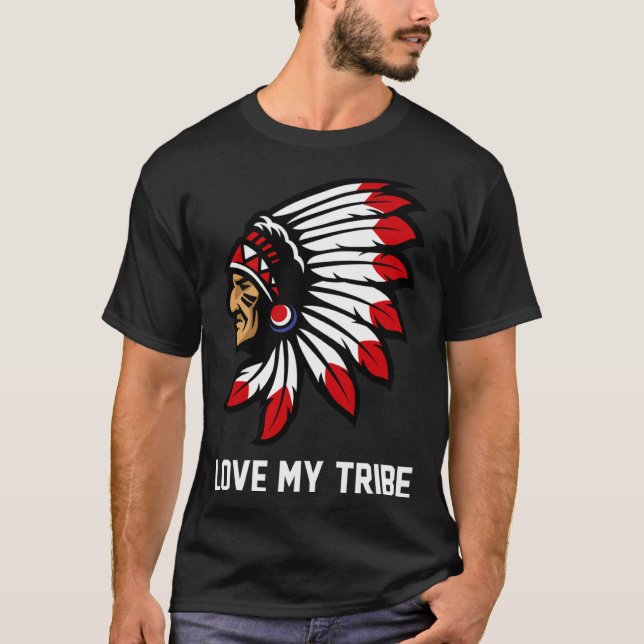 Camiseta Native American Love My Tribe Indian American Prid (Frente)